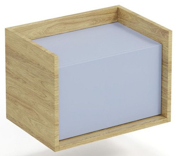 Wall Shelf Mobius 1 | size: Width: 50cm, Height: 36cm, Depth: 41cm | color: Oak/Blue | image: 1 | variant: 1000520