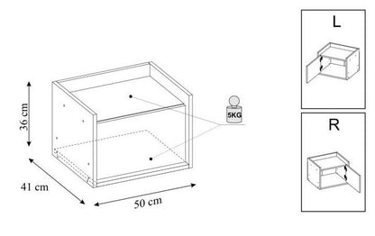 Wall Shelf Mobius 1 | size: Width: 50cm, Height: 36cm, Depth: 41cm | color: Oak/Blue | image: 2 | variant: 1000520