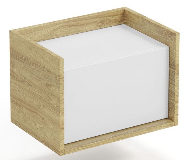 Wall Shelf Mobius 1 | size: Width: 50cm, Height: 36cm, Depth: 41cm | color: White/Oak | image: 1 | variant: 1000518