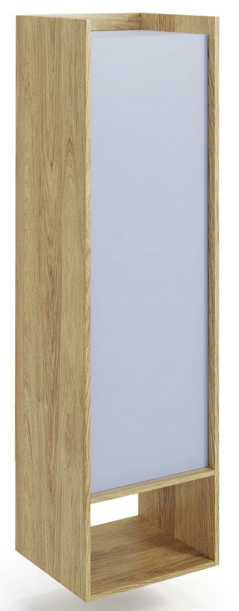 Wall Shelf Mobius 1D 1 | size: Width: 50cm, Height: 179cm, Depth: 41cm | color: Oak/Blue | image: 1 | variant: 1000544