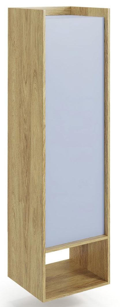Wall Shelf Mobius 1D 1 | size: Width: 50cm, Height: 179cm, Depth: 41cm | color: Oak/Blue | image: 1 | variant: 1000544