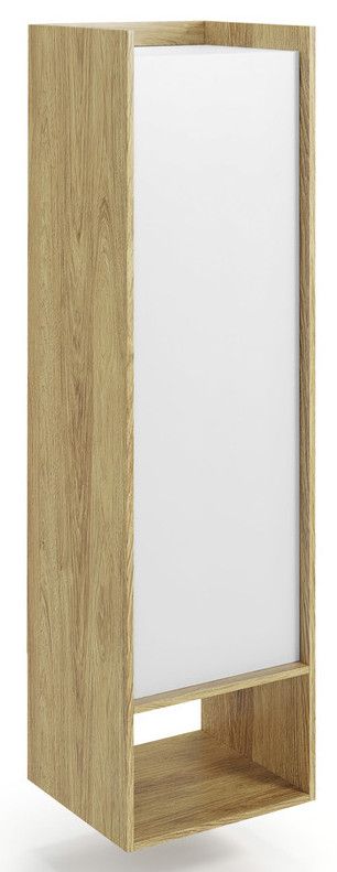 Wall Shelf Mobius 1D 1 | size: Width: 50cm, Height: 179cm, Depth: 41cm | color: White/Oak | image: 1 | variant: 1000542