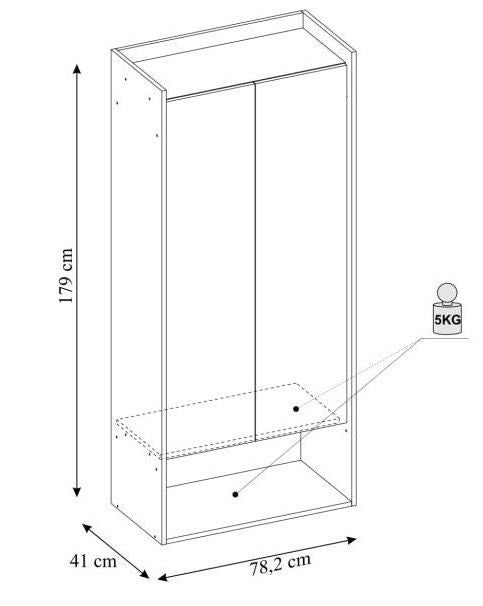 Wall Shelf Mobius 2D 1 | size: Width: 78cm, Height: 179cm, Depth: 41cm | color: Oak/Grey | image: 2 | variant: 1000539