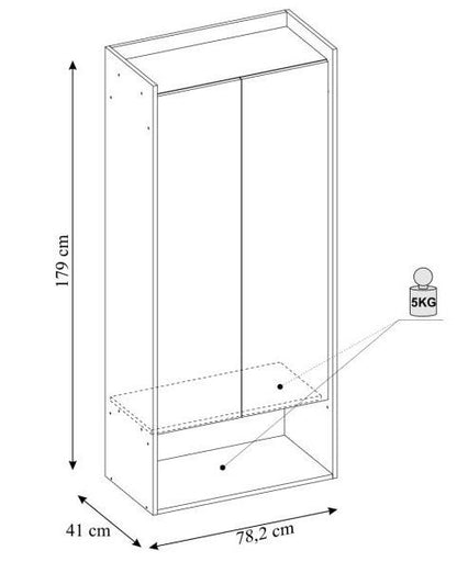 Wall Shelf Mobius 2D 1 | size: Width: 78cm, Height: 179cm, Depth: 41cm | color: Oak/Grey | image: 2 | variant: 1000539