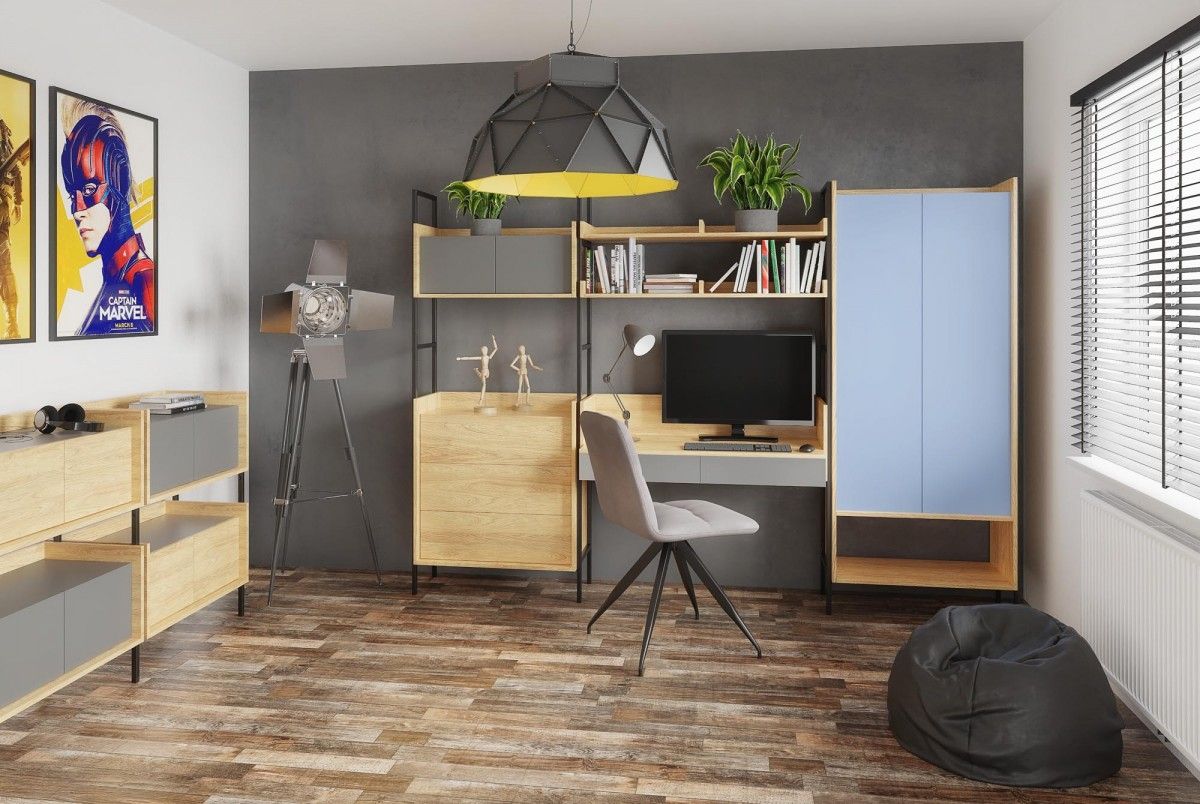 Wall Shelf Mobius 2D 1 | size: Width: 78cm, Height: 179cm, Depth: 41cm | color: Oak | image: 3 | variant: 1000537