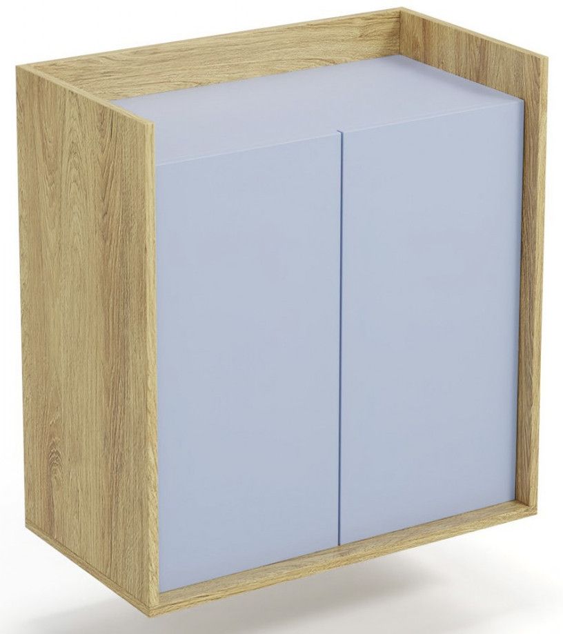 Wall Shelf Mobius 2D | size: Width: 78cm, Height: 83cm, Depth: 41cm | color: Oak/Blue | image: 1 | variant: 1000526