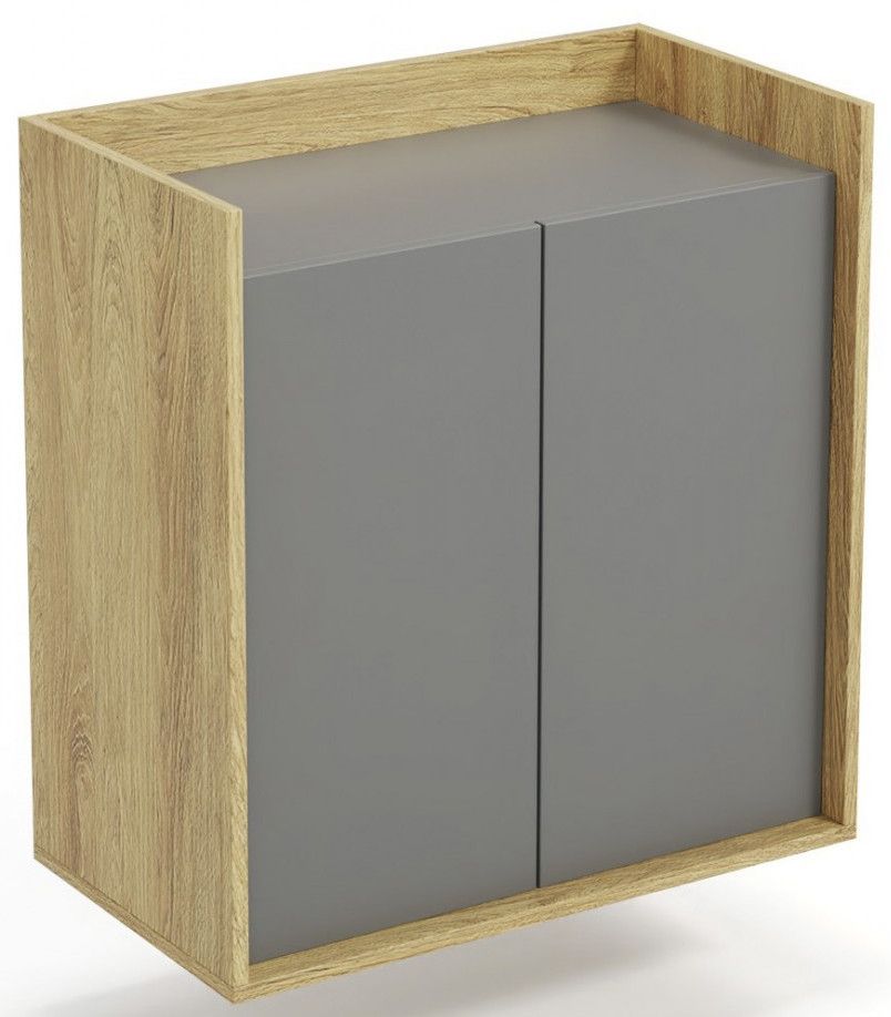 Wall Shelf Mobius 2D | size: Width: 78cm, Height: 83cm, Depth: 41cm | color: Oak/Grey | image: 1 | variant: 1000527