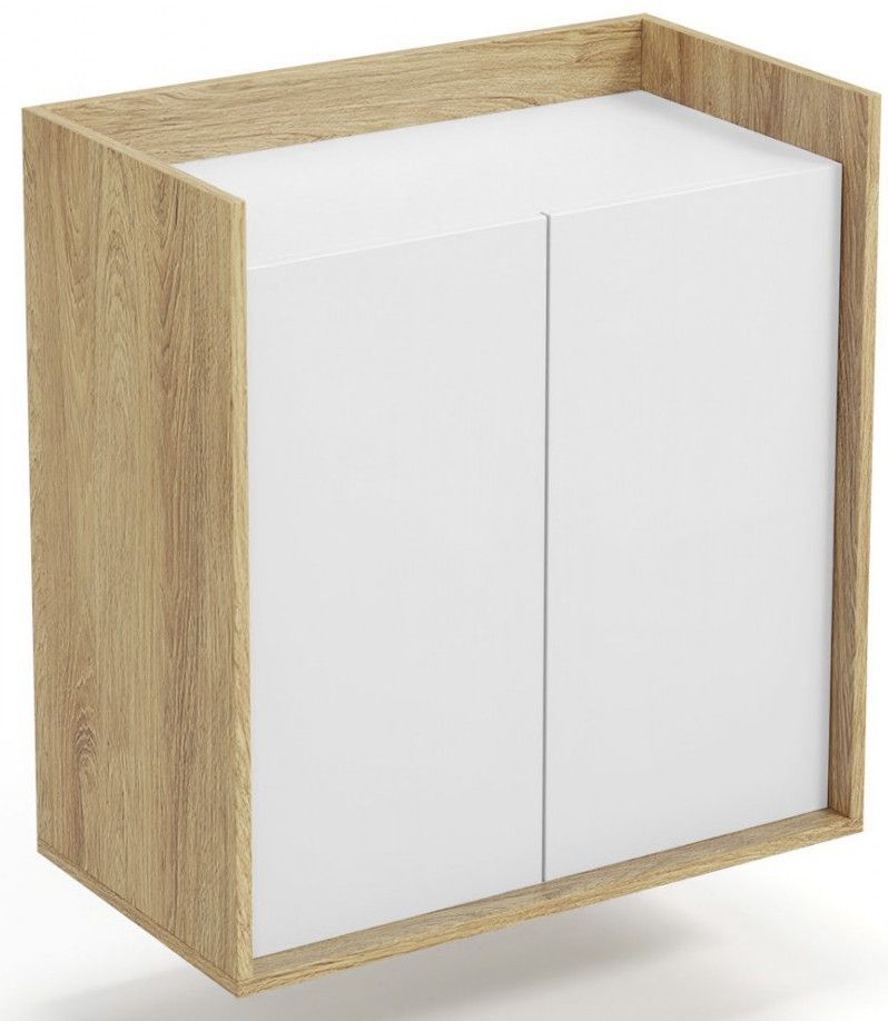 Wall Shelf Mobius 2D | size: Width: 78cm, Height: 83cm, Depth: 41cm | color: White/Oak | image: 1 | variant: 1000524