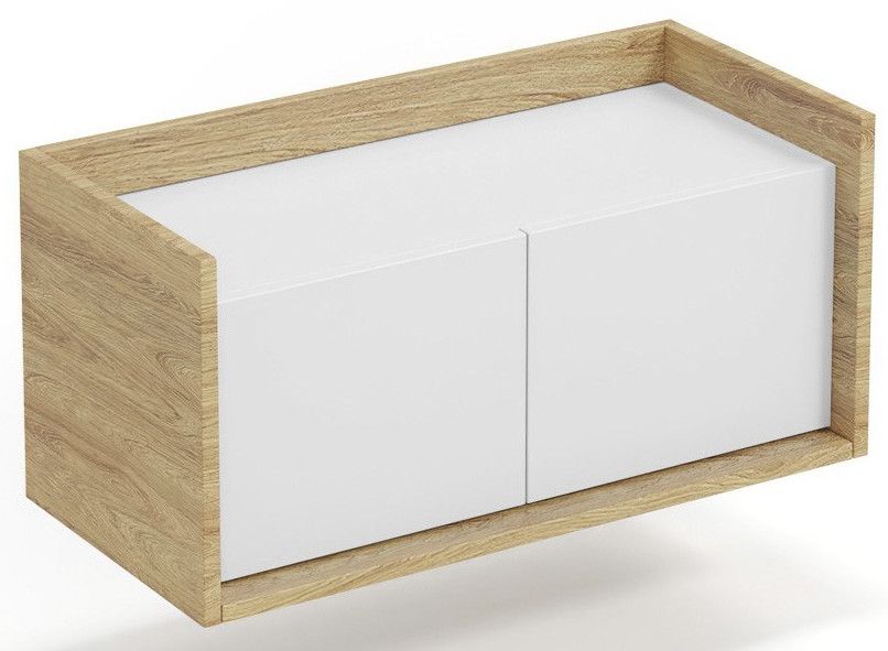 Wall Shelf Mobius | size: Width: 78cm, Height: 36cm, Depth: 41cm | color: White/Oak | image: 1 | variant: 1000514