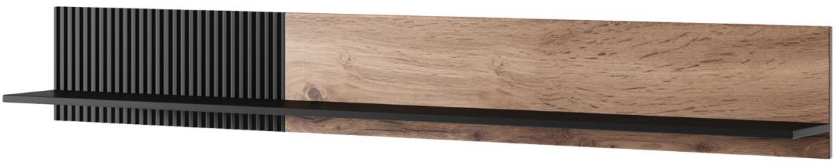 Wall Shelf Random P-2 | size: Length: 20cm, Width: 180cm, Height: 25cm | color: Black/Oak | image: 1 | variant: 1012413