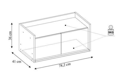 Wall Shelf Roskilde | size: Width: 78cm, Height: 36cm, Depth: 41cm | color: Oak/Blue | image: 2 | variant: 1002018
