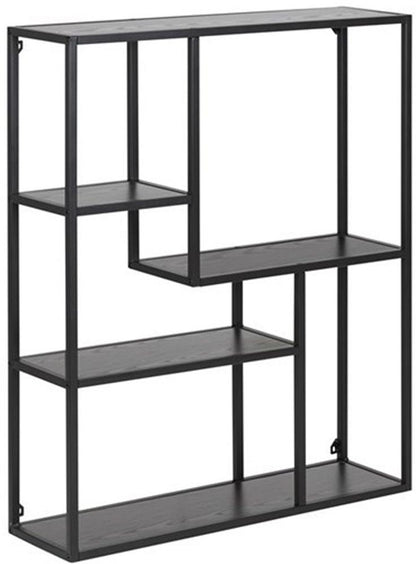 Wall Shelf Seaford 1 | size: Width: 75cm, Height: 91cm, Depth: 20cm | color: Black | image: 3 | variant: 1016952