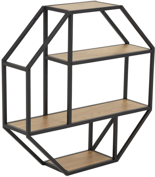 Wall Shelf Seaford 3 | size: Width: 77cm, Height: 77cm, Depth: 20cm | color: Black/Oak | image: 1 | variant: 1016968