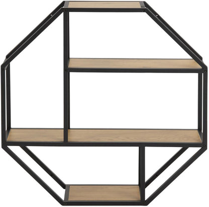 Wall Shelf Seaford 3 | size: Width: 77cm, Height: 77cm, Depth: 20cm | color: Black/Oak | image: 2 | variant: 1016968